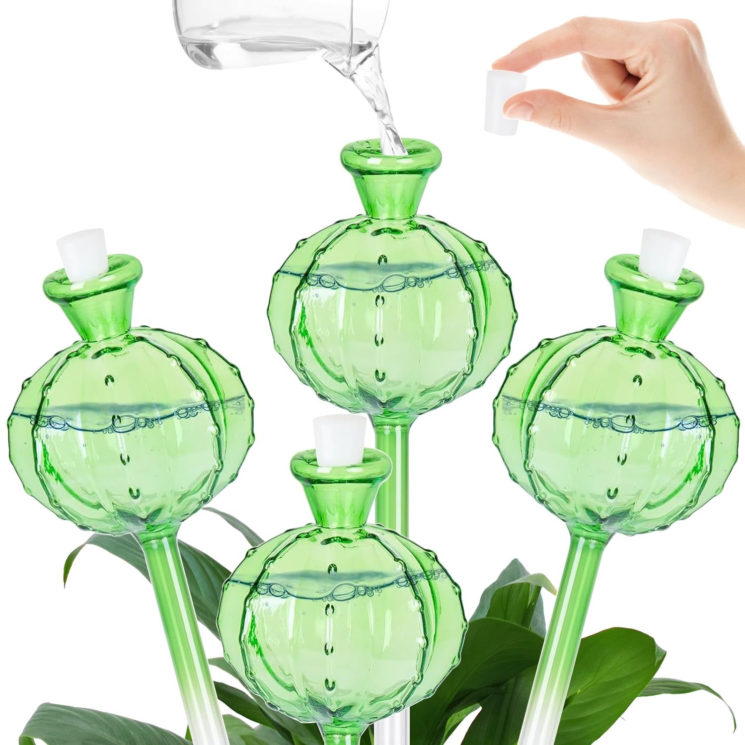 Rirool 4 Pcs Plant Watering Globes, 140ml Automatic Glass Watering Bulbs,  Cactus Shaped Self Watering Device for Indoor Outdoor Plants, Garden Patio  ...