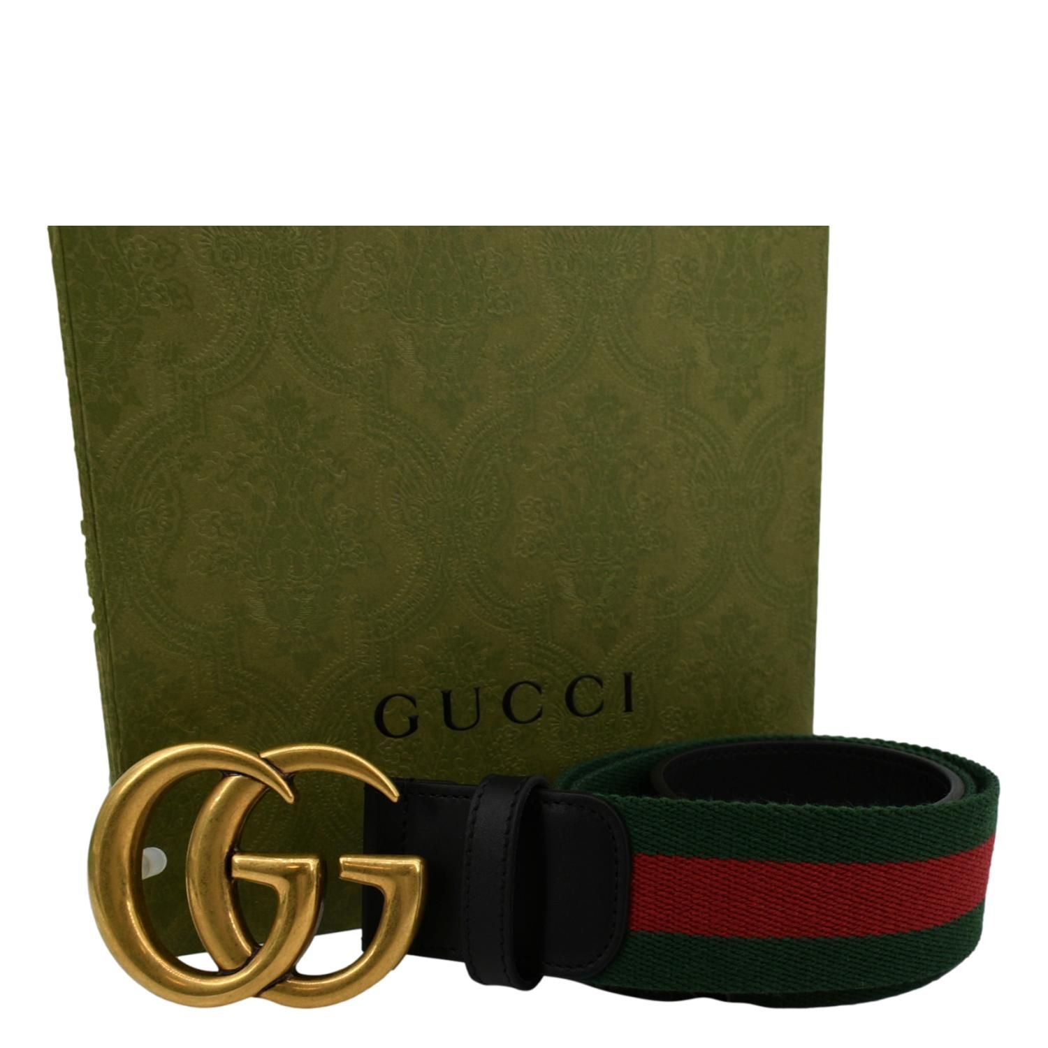 GUCCI Interlocking G Buckle Web Belt Black 404916 Size 80.32