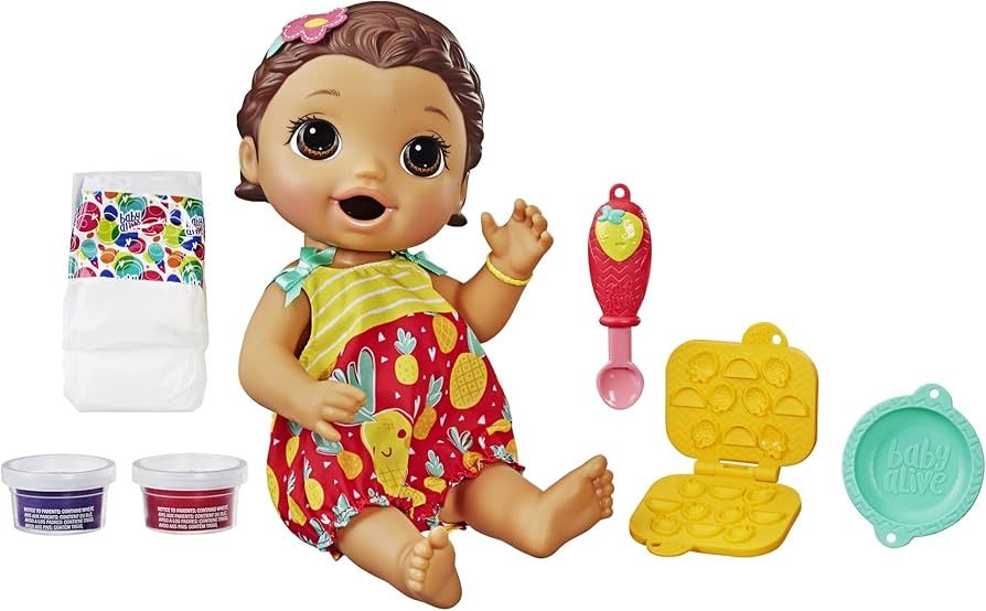Amazon.com: Baby Alive Super Snacks Snackin' Lily Baby: Brunette Hair Baby  Doll that Eats, with Reusable Doll Food, Spoon and 3 Accessories, Perfect  Doll for 3 Year Old Girls and Boys and