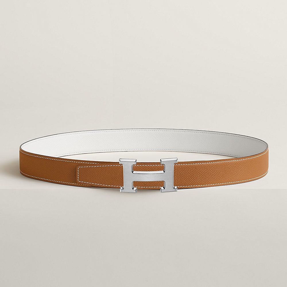 H Belt Buckle Reversible Leather Strap