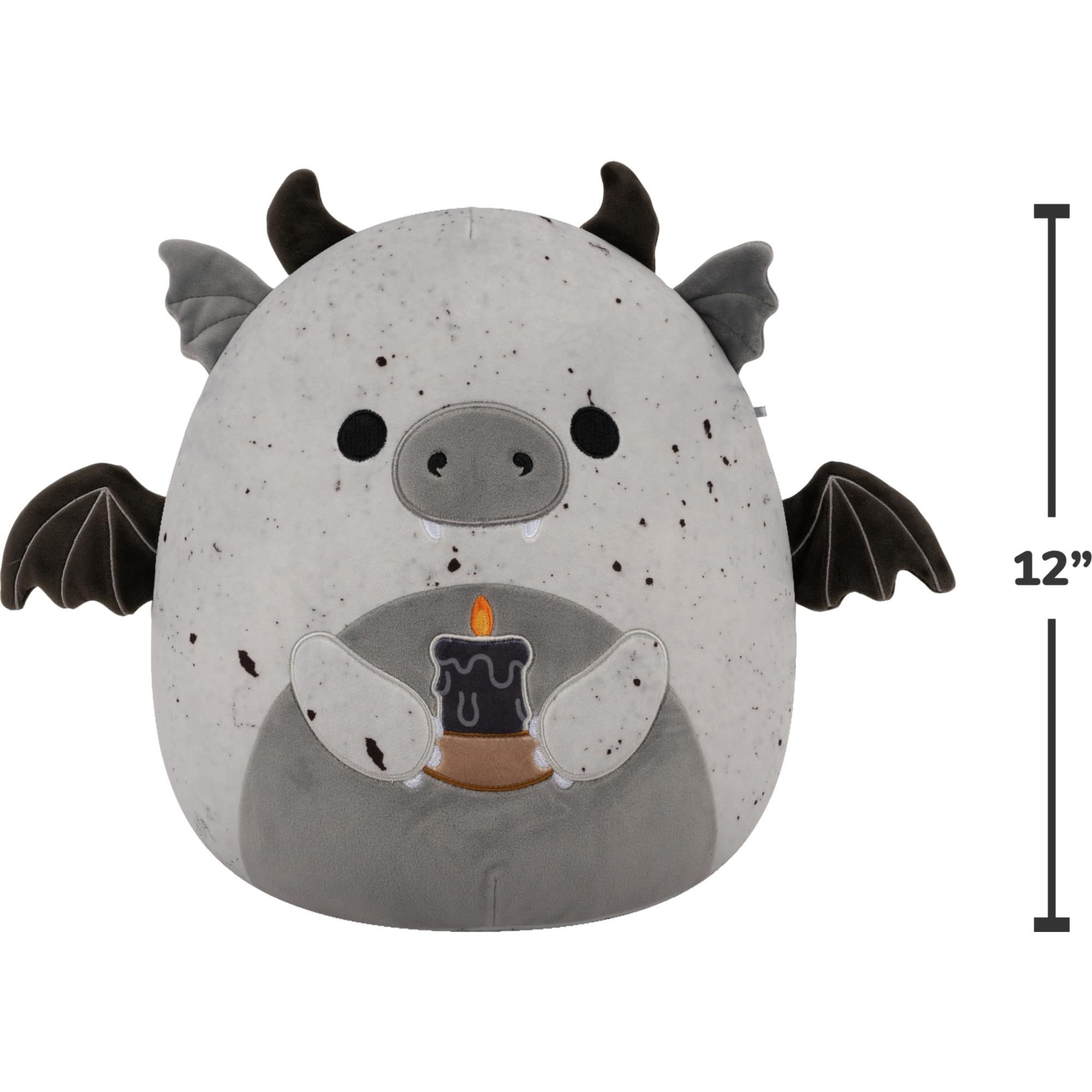 Squishmallows Original 12in Gio the Grey Speckled Gargoyle Holding Black Candle