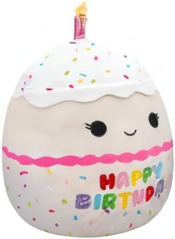 Squishmallows Original Lyla Vanilla Birthday Cake with Rainbow Sprinkles Embroidery