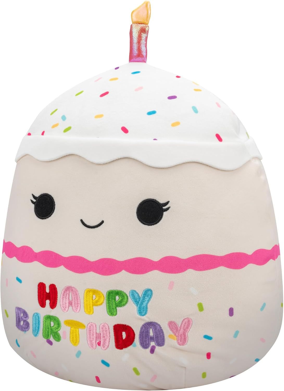 Squishmallows Original Lyla Vanilla Birthday Cake with Rainbow Sprinkles Embroidery