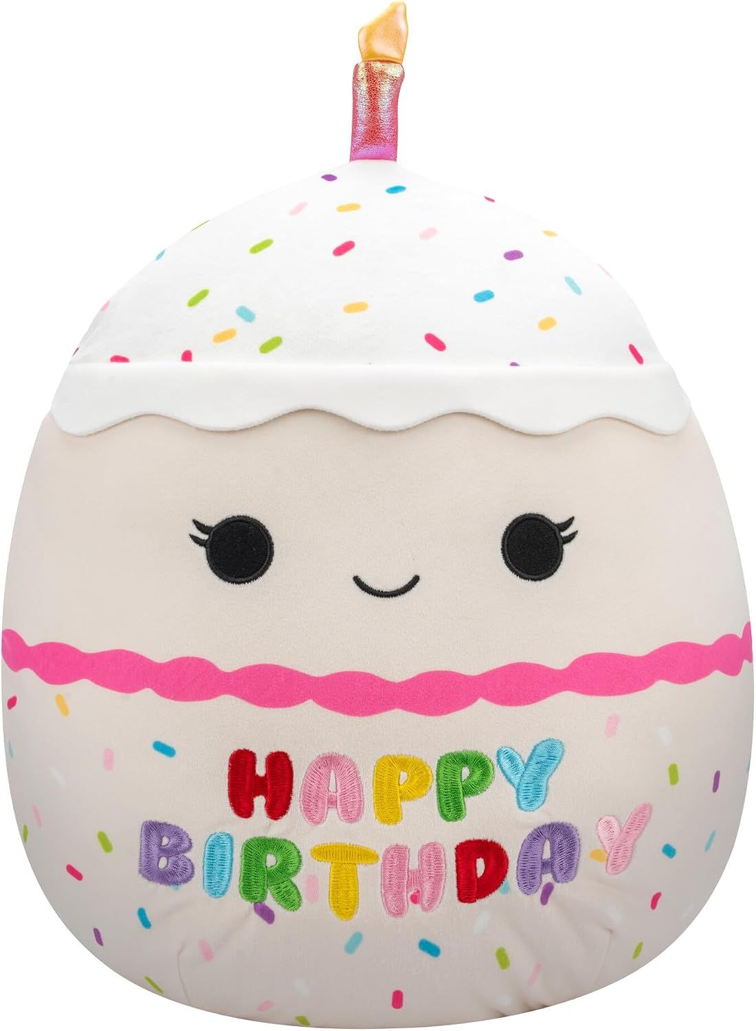 Squishmallows Original Lyla Vanilla Birthday Cake with Rainbow Sprinkles Embroidery