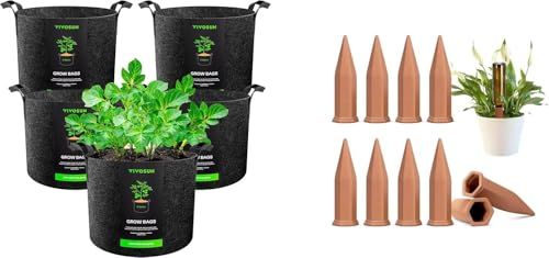 Amazon.com : VIVOSUN 5-Pack 5 Gallon Grow Bags and 10Pcs Self-Watering  Spikes, Hexagonal Terracotta Watering Stakes, Auto-Water Device, Planter  Insert for Indoor & Outdoor Potted Plants, 10-Pack : Patio, Lawn & Garden